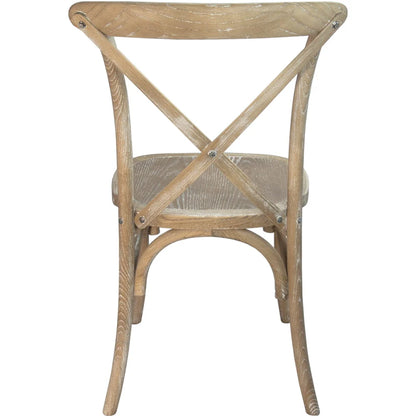 Merrick Lane X-Back Bistro Style Wooden High Back Dining Chair in Natural with White Grain