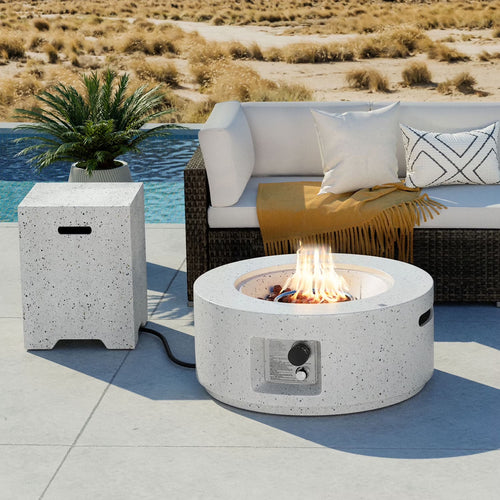COSIEST 40,000 BTU Outdoor Camping Bonfire 28-inch Round Propane Fire Pit Table Set with Stainless steel