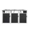 Aukfa 7.3' W Outdoor Garbage Bin Storage, Metal Storage Shed for 3 Trash Cans Tools, Waterproof Trash Can Storage