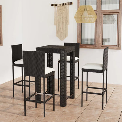 vidaXL Patio Bar Set Outdoor Bistro Set Bar Stool Bistro Table Poly Rattan