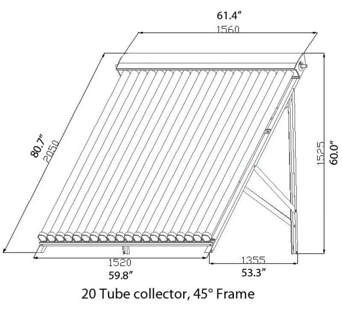 15 Tube Duda Solar Water Heater Collector 37�� Frame Evacuated Vacuum Tubes SRCC Certified Hot
