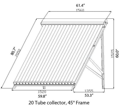 15 Tube Duda Solar Water Heater Collector 37�� Frame Evacuated Vacuum Tubes SRCC Certified Hot