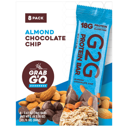 G2G 3-pack Almond Chocolate Chip Protein Bars, 24-count