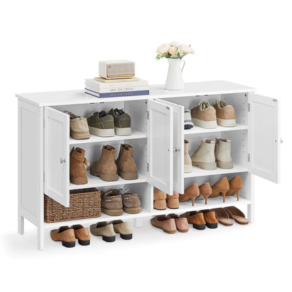 Shoe Cabinet, 3-Tier Shoe Storage Organizer, shoe shelf, Modern Country Cabinet,Freestanding Cabinet with Height-Adjustable Shelf, 13.8 x 47.2 x 27.6 Inches, Entryway, CloudWhite