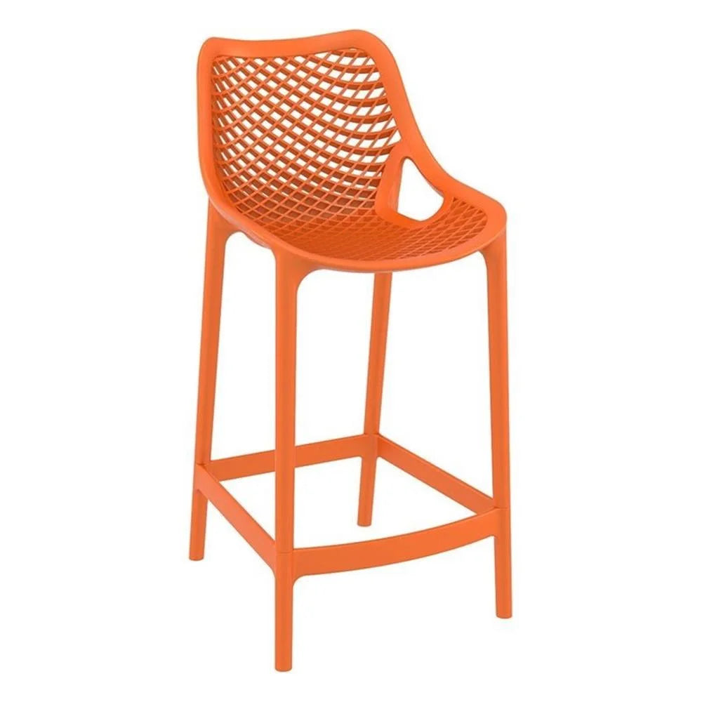 Home Square Polypropylene Patio Bar Stool in Taupe - Set of 2