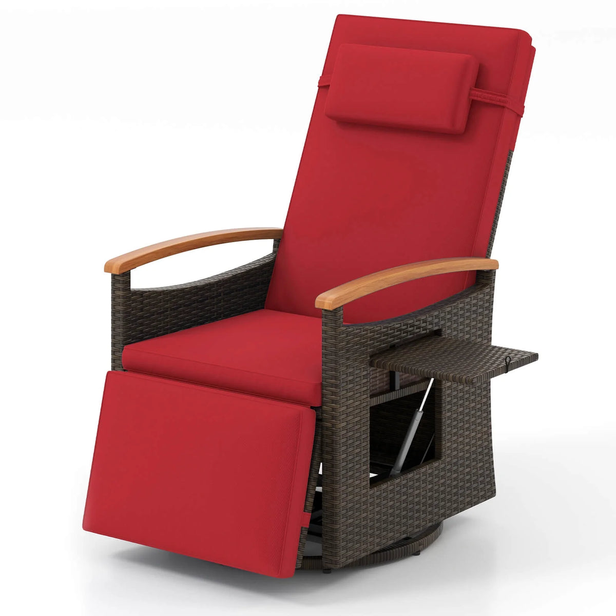 Costway Outdoor 360�� Swivel Rattan Recliner Chair Patio Wicker Chaise Lounge Chair Beige