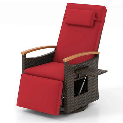 Costway Outdoor 360�� Swivel Rattan Recliner Chair Patio Wicker Chaise Lounge Chair Beige