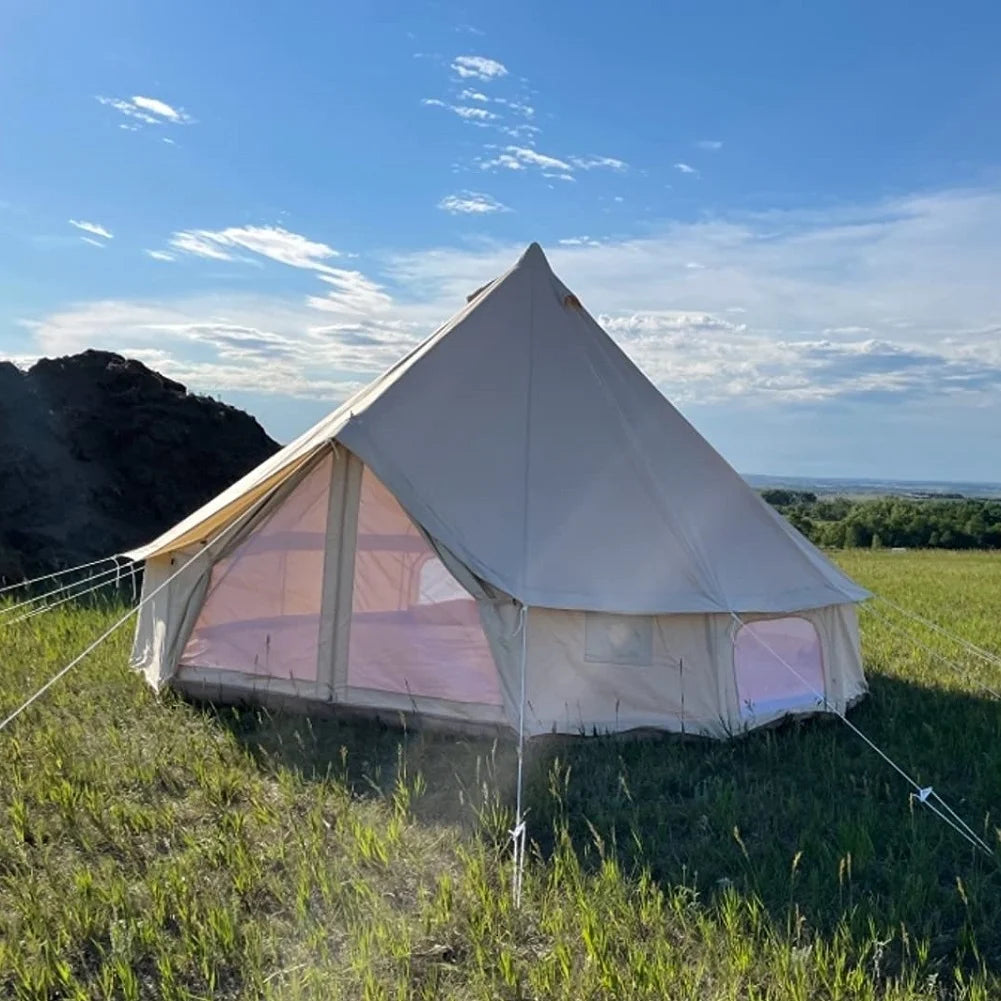 Outdoor Waterproof Family Camping Cotton Canvas Bell Tent Luxury Glamping Yurt Diameter 4M (13.1FT)