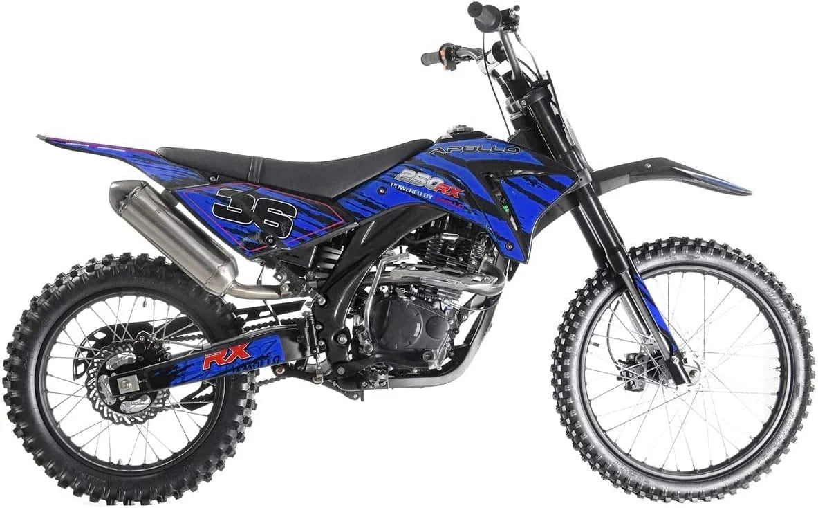 NEW Apollo AGB 36 Adults Youth 250cc DB36 Dirt Bike Pit Bike Gas Dirt Bike Manual Clutch 5 Speed Gas Motorcycle - Sporty Black color
