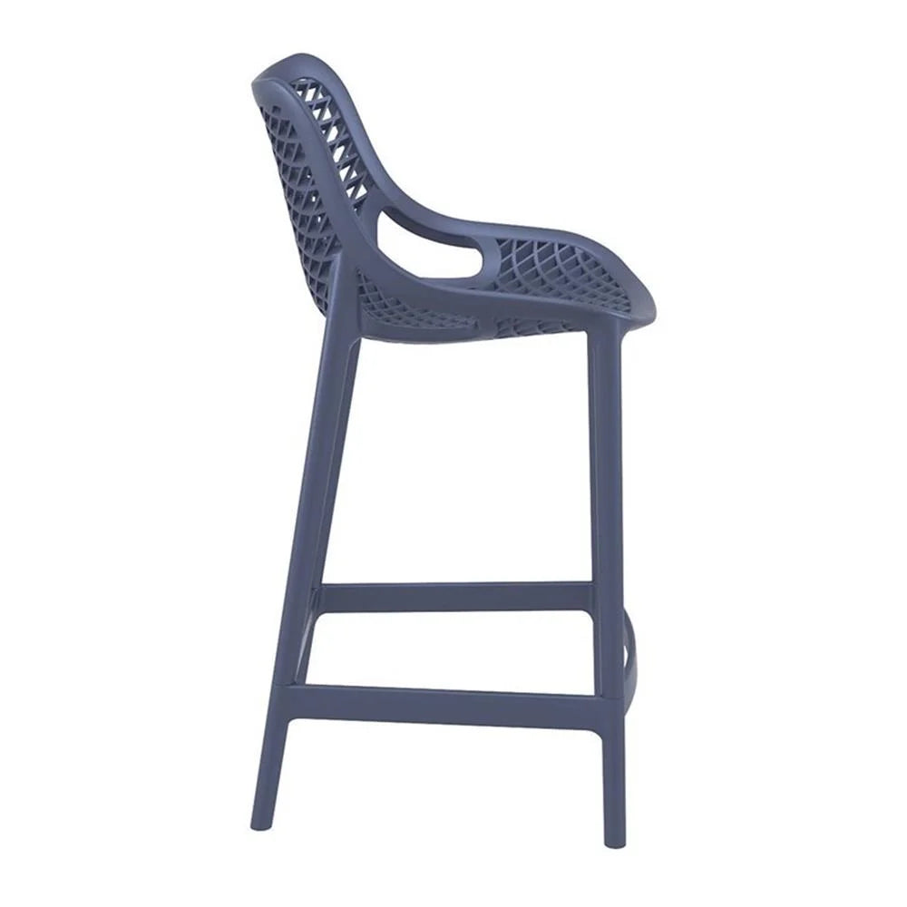 Home Square Polypropylene Patio Bar Stool in Taupe - Set of 2