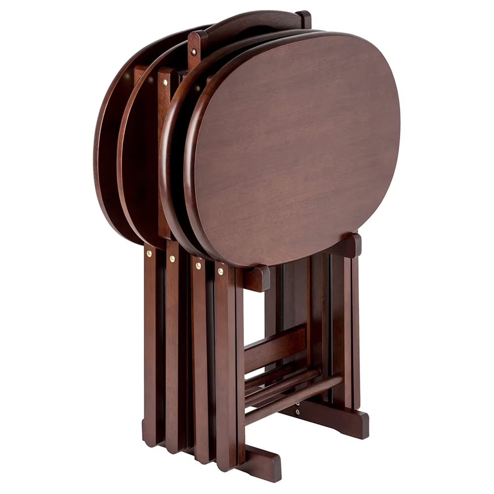 Winsome Nathan 5-Piece Snack Table Set, Oval Tops, Cappuccino Finish