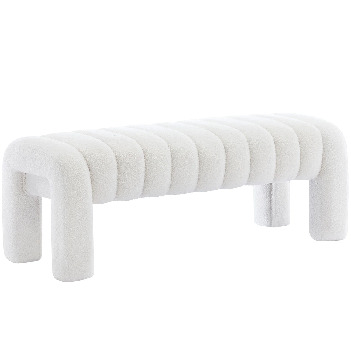 Zesthouse 63�� End of Bed Bench, Linen Tufted Upholstered Ottoman Bench with Padded Seat and Solid Wood Leg, Modern Entryway Bench for Bedroom, Living Room, Beige