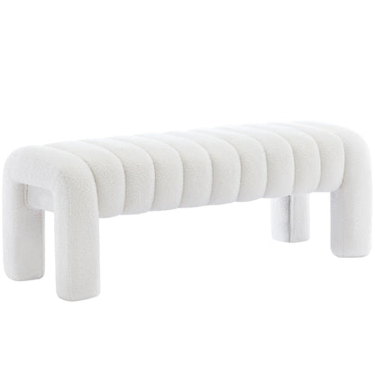Zesthouse 63�� End of Bed Bench, Linen Tufted Upholstered Ottoman Bench with Padded Seat and Solid Wood Leg, Modern Entryway Bench for Bedroom, Living Room, Beige