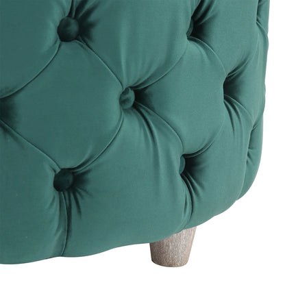 WestinTrends Wordford Round Velvet Tufted Storage Ottoman, Velvet Navy Blue