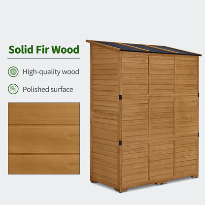 MCombo Large Outdoor Storage Shed with 6 Shelves, Outside Tool Wooden Storage Cabinet, 1738