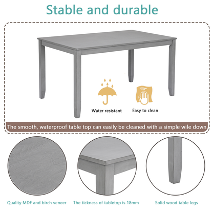 Sesslife 5 Piece Dining Set with One Rectangle Table and 4 Upholstered Chairs for 4 Persons, Dining Room Table Set for Small Place(Table+4 Chairs)