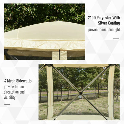 Outsunny Pop Up Camping Canopy Gazebo Screen Shelter Tent with Single Person Easy Set-Up, Ventilating Mesh, Portable Carry Bag for Outdoor Camping Party Event, 7x7FT, Green