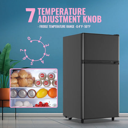 WANAI 3.5 Cubic feet Small Refrigerator with Freezer on Top Double Door Mini Fridge New White