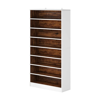 Hommoo Modern Wood Freestanding Shoe Cabinet, 8 Tiers 40-45 Pairs Shoe Storage Rack Organizer for Entryway, Gray