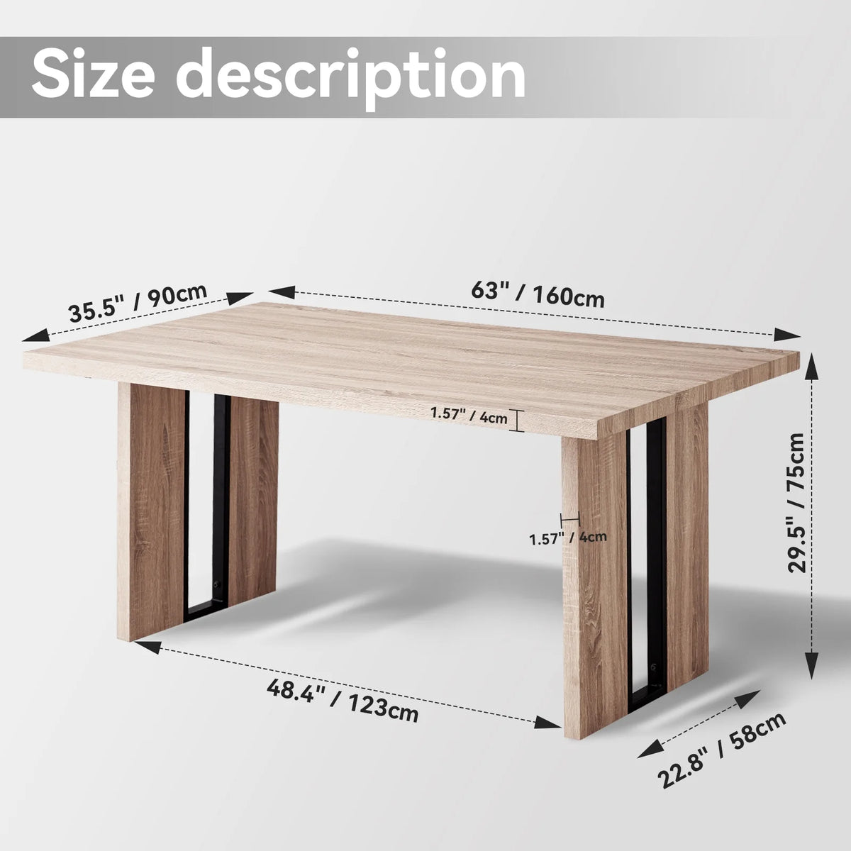 5pcs Rectangle Dining Table Chairs Set for 4, 63" Farmhouse Wood Kitchen Table with 4 Upholstered Mid Century Modern Boucle Chairs for Dinner, Living Dining Room, Apartment, Beige