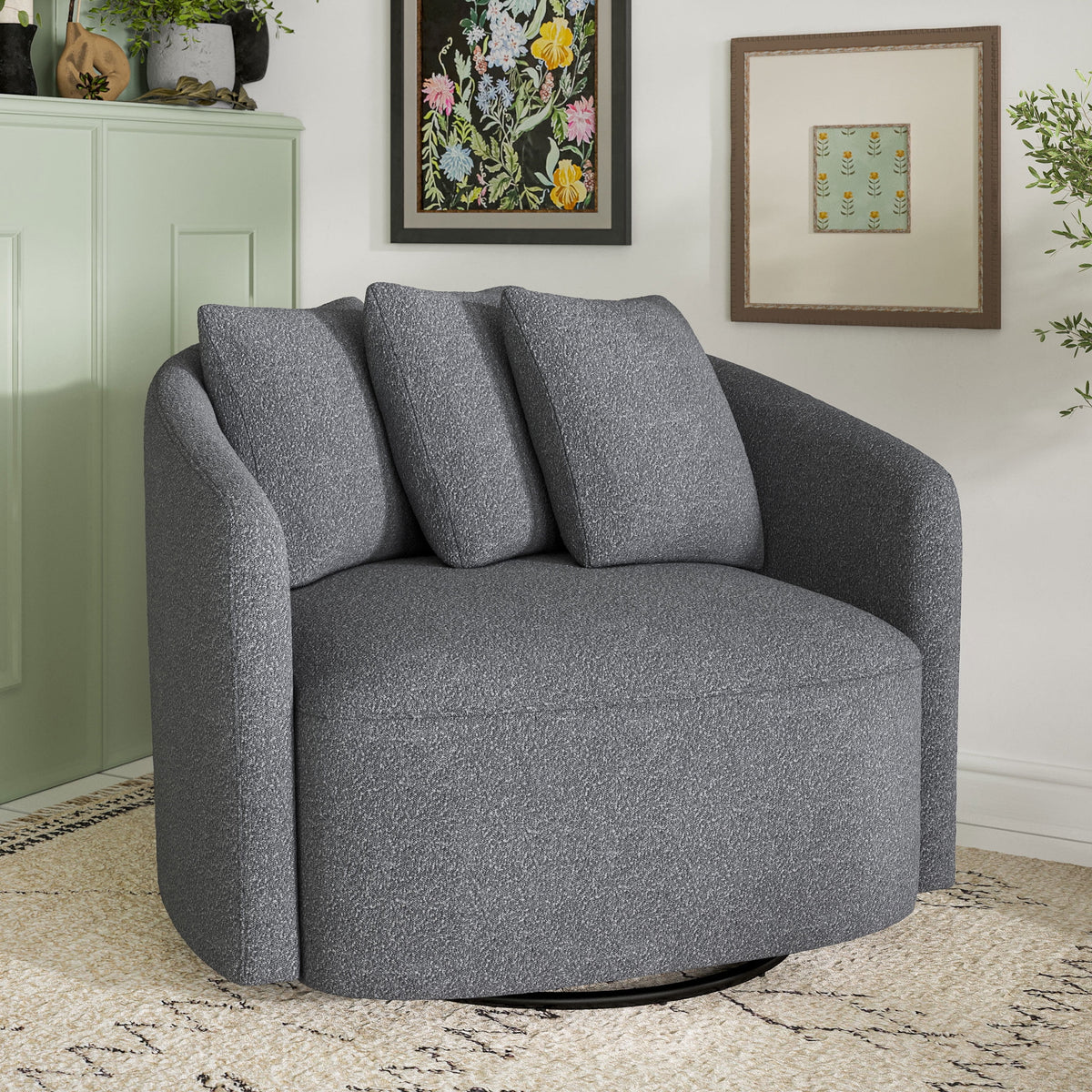 Beautiful Drew Accent Chair by Drew Barrymore, Cream Boucle