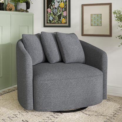 Beautiful Drew Accent Chair by Drew Barrymore, Cream Boucle