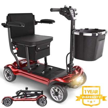 EAGLOG Light Weight 4 Wheels Mobility Scooter for Seniors, Electric Folding Wheelchair Device for Travel, Black