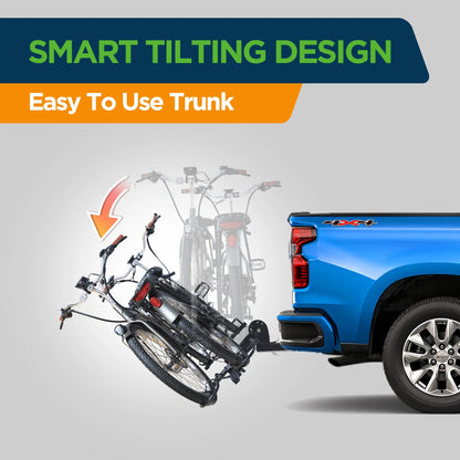 Young Electric Ebike Rack, 200lb Capacity, Alloy Steel Hitch Mount, Fits 5-Inch Fat Tire Bikes, 2-Inch Receiver