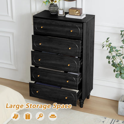 YOCWO 3 Drawer Nightstand, Classic Chest of Drawers with Arc Edge, Walnut