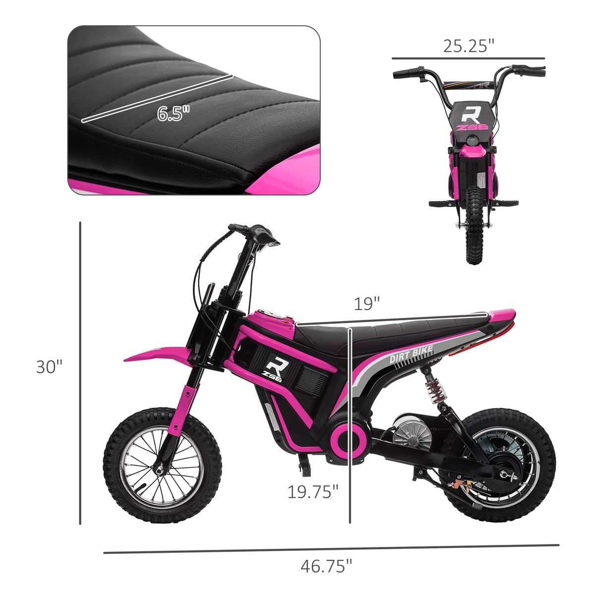 SaveJoy Electric Dirt Bike, 24V E-Dirt Bike Motorcycle for Kids, Kids Dirt Bike with Brake, Music, Horn, Outdoor Toys for Todders Kids, Red
