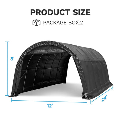 Erommy 12 x 24 FT Heavy Duty Carport, Outdoor Anti-Snow All Covered  Portable Garage with Reinforced All-Steel Frame for Car, Truck, Boat