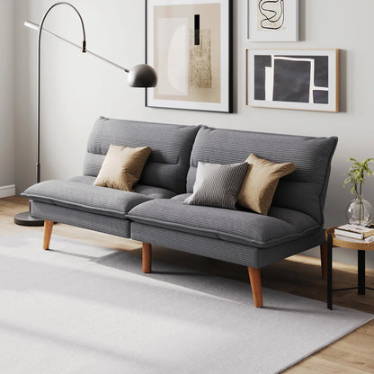 Linsy Home 71" W Corduroy Convertible Futon Sofa Bed, Army Green