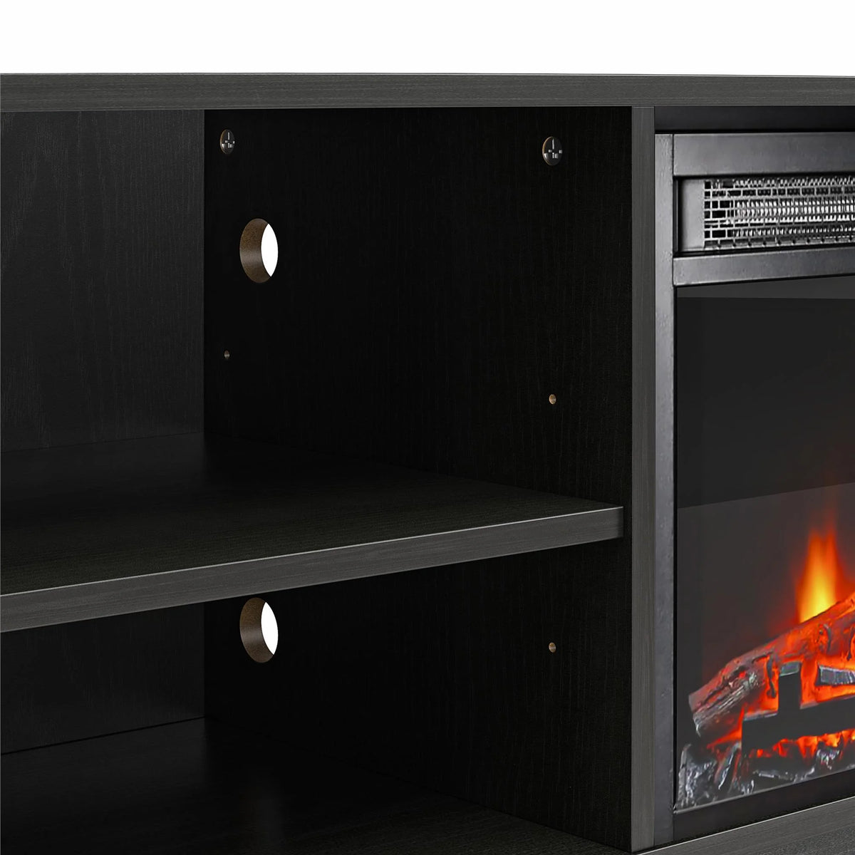 Mainstays Fireplace TV Stand, for TVs up to 55", Black Oak