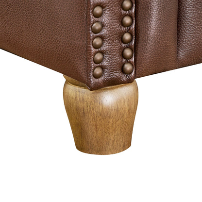 Pioneer Woman Harper Pushback Leather Recliner, Whiskey & Faux Cowhide Upholstery