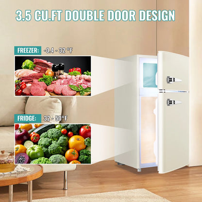 TACOOL Refrigerator with Top Freezer 3.5Cu.ft Two Door Small Mini Fridge with Extra Drink Space for Home Office Dorm Red