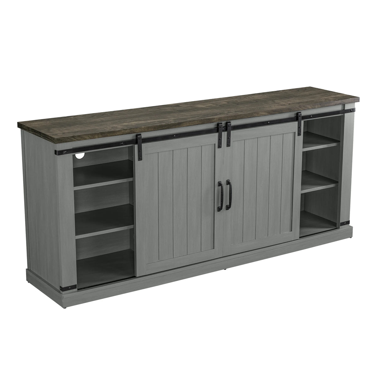 FESTIVO Farmhouse TV Stand for 75" TV, Entertainment Center, Sliding Barn Door TV Stand, 68 inch TV Console Table, Home Living Room Media Console with Adjustable Shelf - Off White