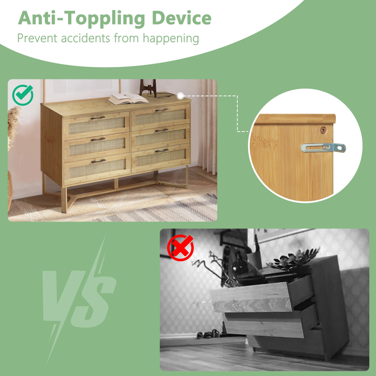 VEIKOUS Oversized 5-Drawer Dresser Chest, Large Storage Dresser for Bedroom Storage, Oak