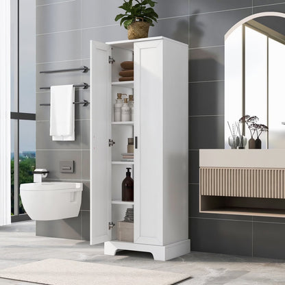 22'' Double Door Storage Cabinet with Adjustable Shelves, High Quality Bathroom Cabinet with  MDF Material, for Living room, Bathroom, Black