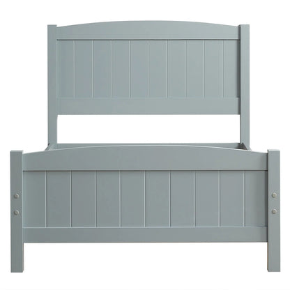 Zimtown Queen Bed Frame,Solid Pine Wood Kids Twin Platform Bed Frame, Bedroom Queen Bed with Headboard for Adults, Gray