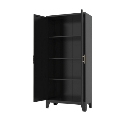 Homy Casa 70.8" White Tall Storage Cabinet with 4 Adjustable Shelves for Kitchen, Pantry Cupboard