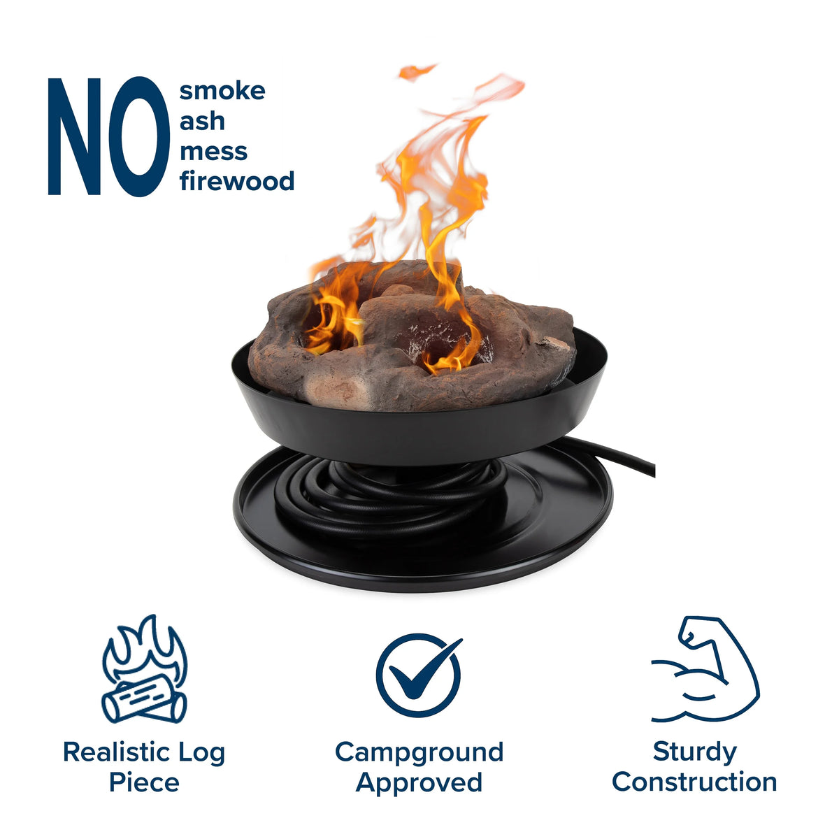 Camco Olympian Big Red Campfire, Approved for RV Campgrounds, Includes 10-Foot Propane Hose (58035)
