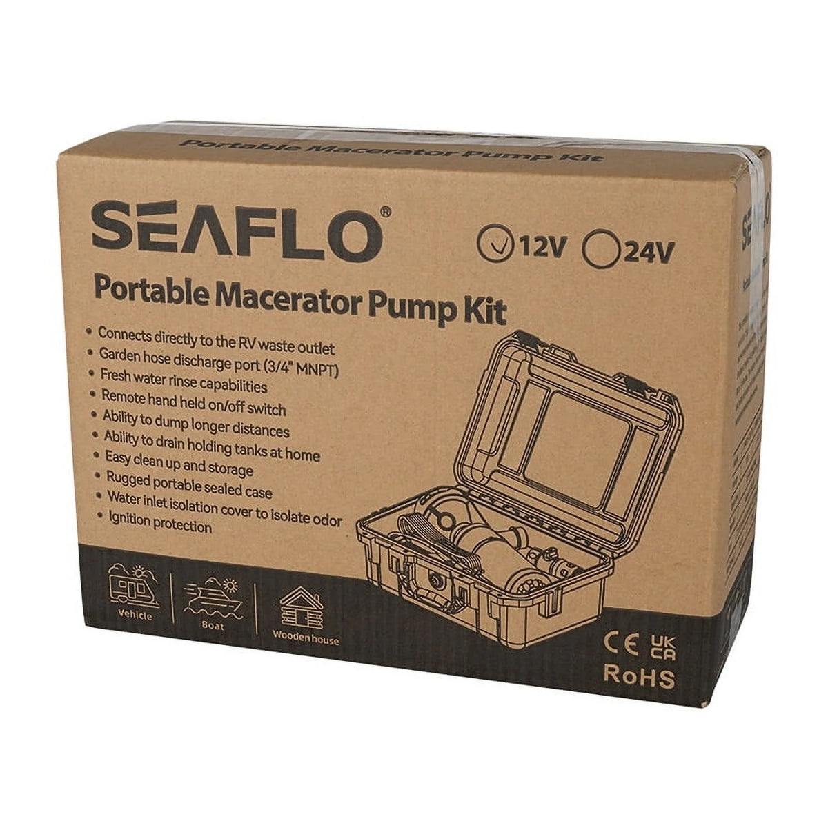 Seaflo 12GPM 45LPM RV Macerator Pump Kit 04-Series For RV/Tanks/Septic use/Septic Station