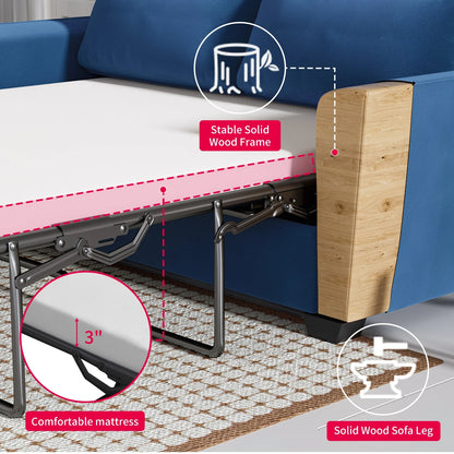 Mjkone Queen Pull Out Sofa Bed,Loveseat Sleeper Sofa with Mattress,2-in-1 Convertible Sleeper Couch,Dark Grey