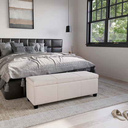 BELLEZE Storage Ottoman Bench Footstool - Amherst (Beige)