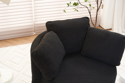 Swivel Barrel Chair, Teddy Round Swivel Accent Sofa Chairs with 3 Pillows and Storage, Modern 360 Degree Boucle Swivel Chairs for Living Room, Bedroom, Office (Dark Gray, Teddy)
