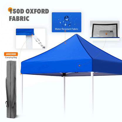 EAGLE PEAK 5x5 Pop Up Canopy Tent Instant Outdoor Canopy Easy Set-up Straight Leg Folding Shelter（Blue）