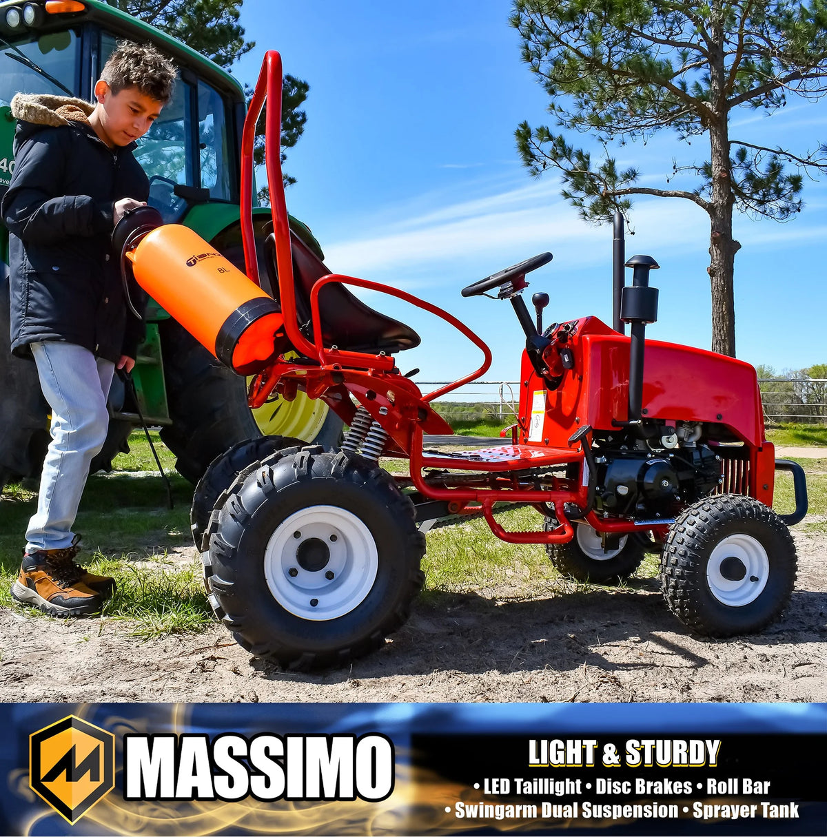 Massimo Mini Tractor 110cc 2WD Gas Go Kart �C Kids & Youth Ride-On Utility Vehicle �C Green