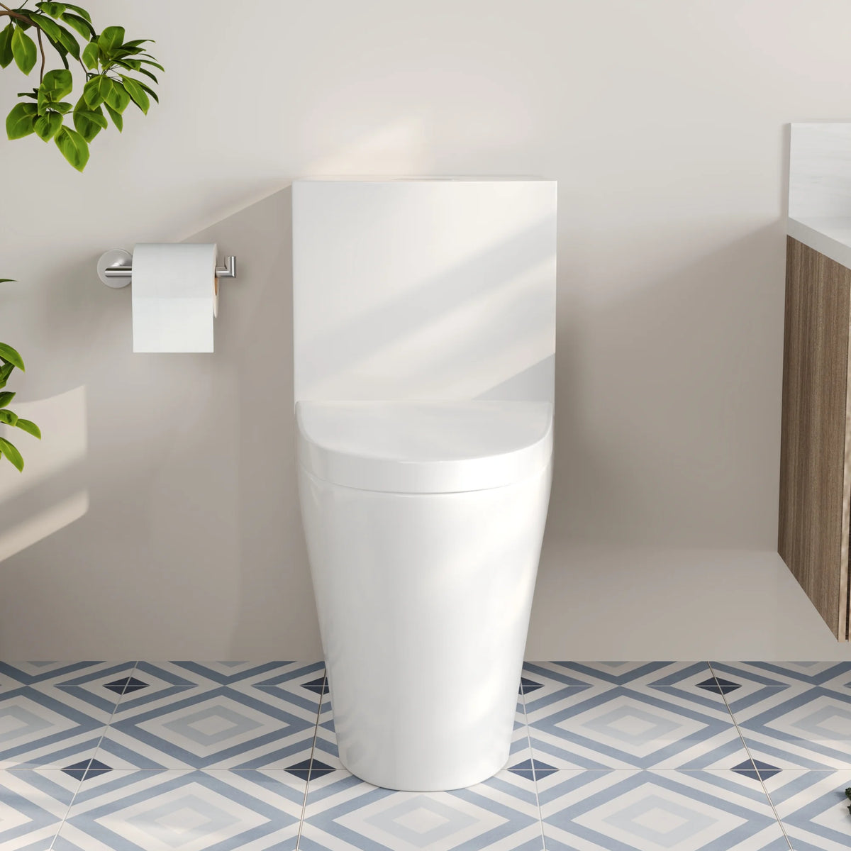 DeerValley One Piece Modern Toilet, Elongated Dual Flush Standard White Toilet With Comfort ADA Seat Height(Seat Included) DV-1F52102Pro