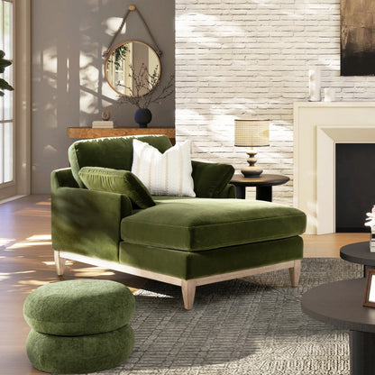 Velvet Sofa Couch, Mid Century Modern 75.5 inch 3-Seater Sofa with Back Cushions and 2 Bolster Pillows, for Small Space,Bedroom, Apartment, Olive Green