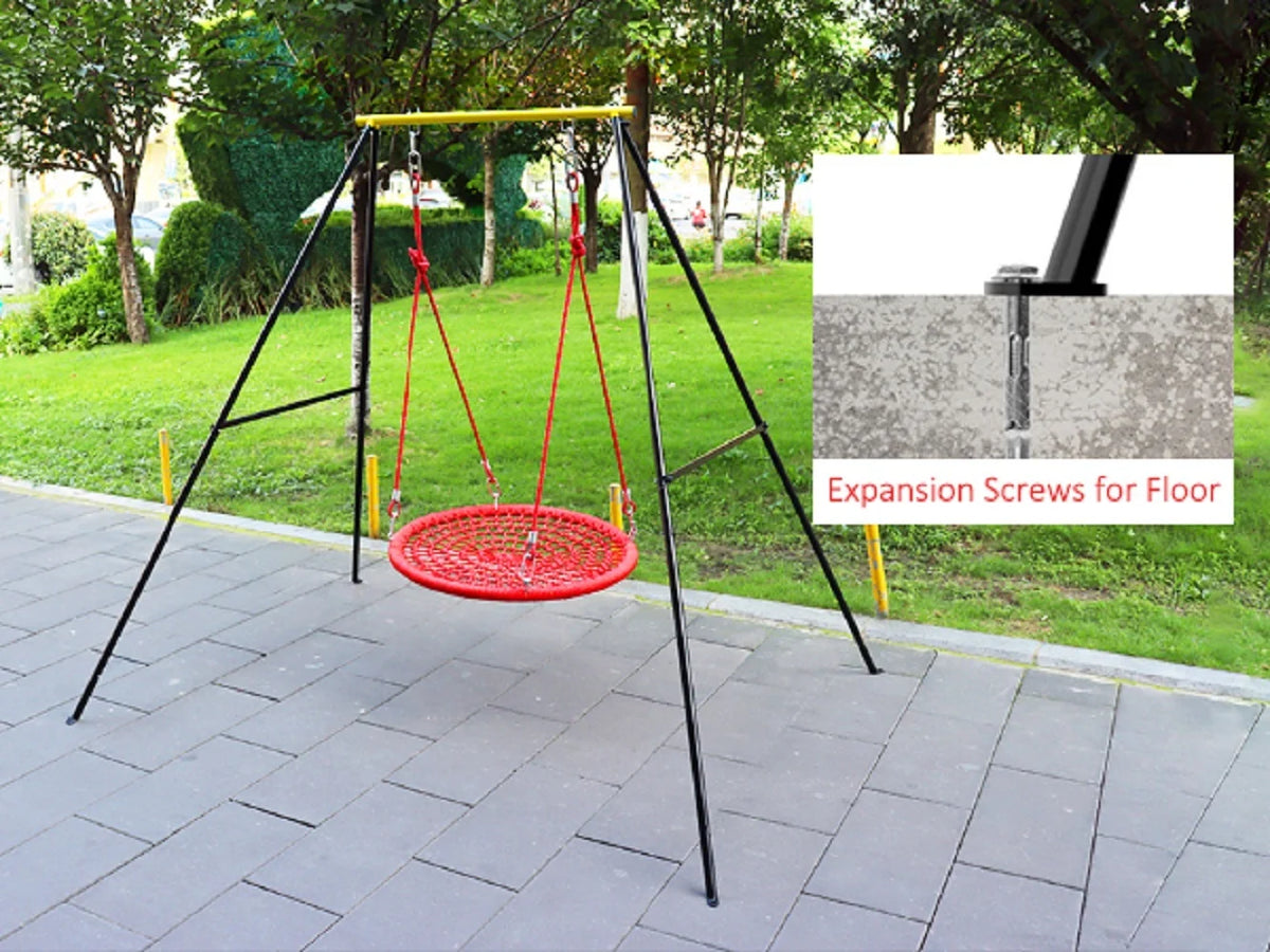 IVV Swing Stand for Porch, Outdoor Heavy Duty Swing Frame, Steel Metal Frame with 4 Ground Pegs, 73" Height Holds Up to 550lbs, Red (Swing NOT Included)